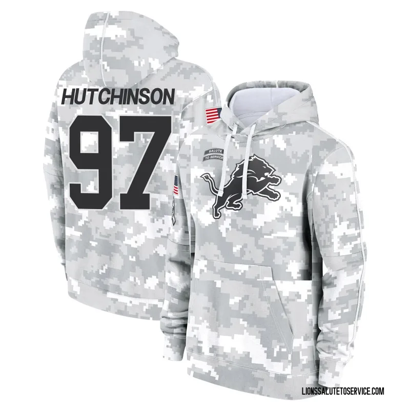 Men's Aidan Hutchinson Detroit Lions Camo Arctic 2024 Salute to Service Club Fleece Pullover Hoodie