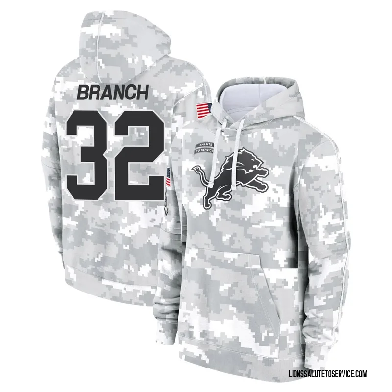 Men's Brian Branch Detroit Lions Camo Arctic 2024 Salute to Service Club Fleece Pullover Hoodie