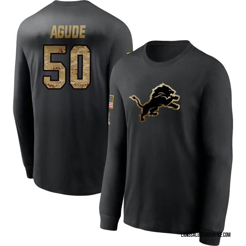 Men's Mitchell Agude Detroit Lions Black 2020 Salute To Service Sideline Performance Long Sleeve T-Shirt