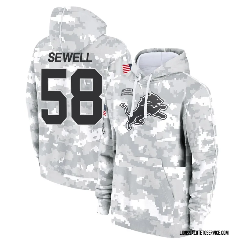 Men's Penei Sewell Detroit Lions Camo Arctic 2024 Salute to Service Club Fleece Pullover Hoodie