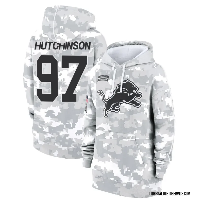 Women's Aidan Hutchinson Detroit Lions Camo Arctic 2024 Salute to Service Club Fleece Pullover Hoodie