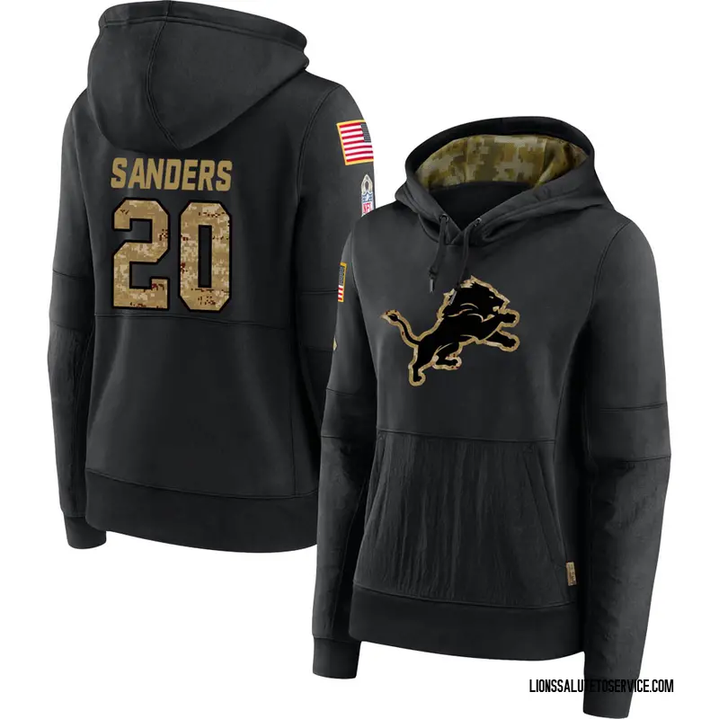 Mens #20 Barry Sanders Detroit Lions Salute to Service Hoodie Apparel Anthracite