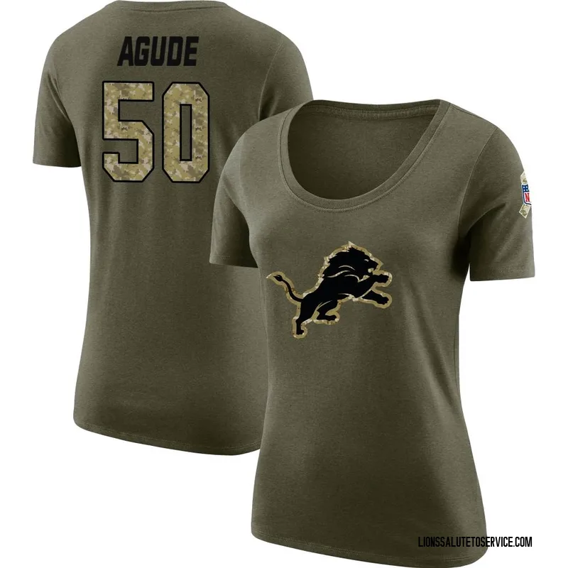 Women's Mitchell Agude Detroit Lions Legend Olive Salute to Service Scoop Neck T-Shirt